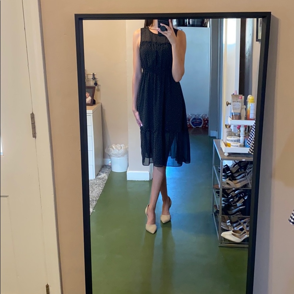Lulus Midi Black & White Polka dot Dress
